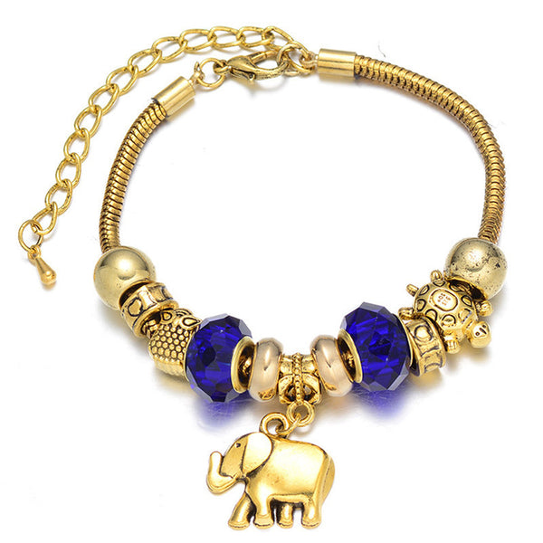 Spiral Elephant Charm Bracelet