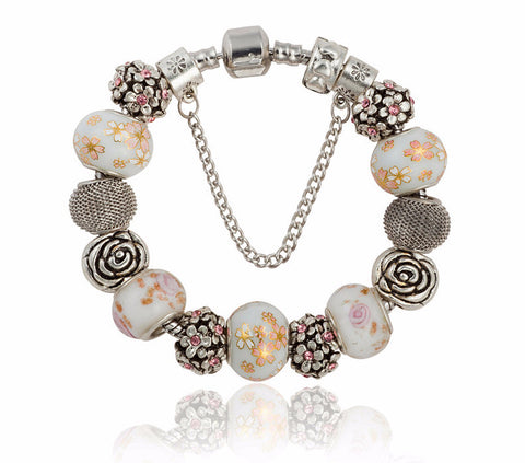 Flower Bead Charm Bracelet