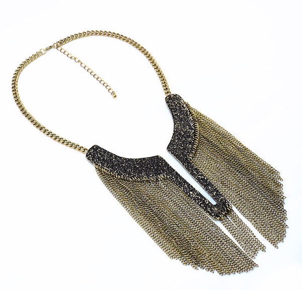New -S Tassel Statement Necklace