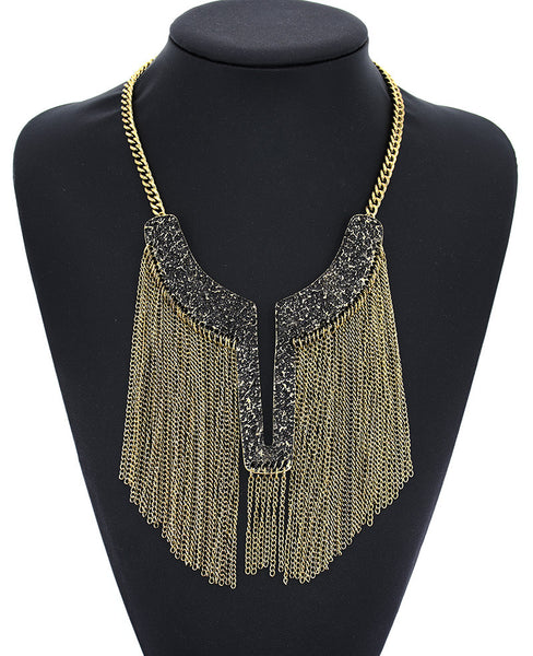 New -S Tassel Statement Necklace