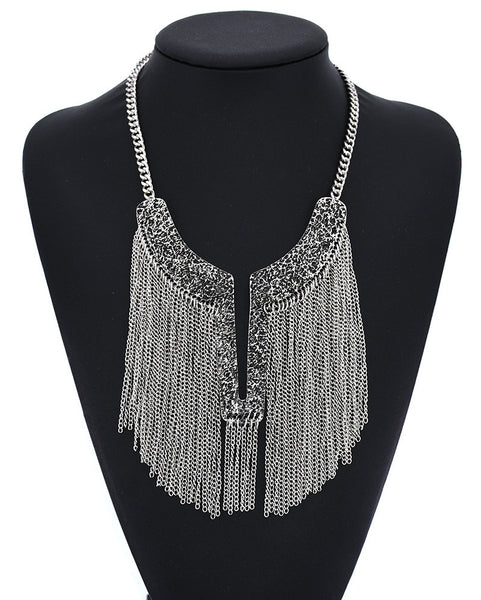 New -S Tassel Statement Necklace