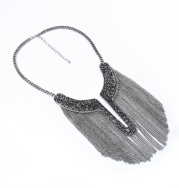 New -S Tassel Statement Necklace