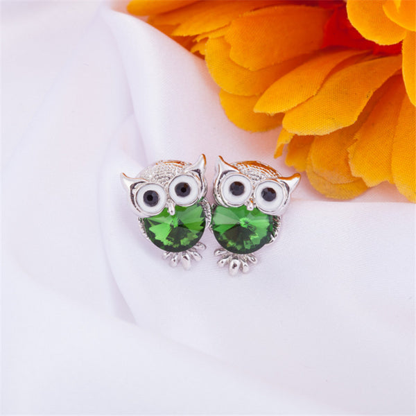 Color Crystal Owl Earrings