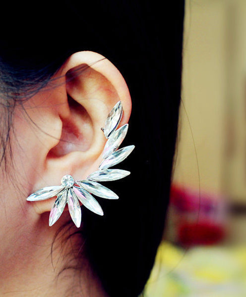Crystal Oval Cuff Leaf Earrings- Save up To 20%