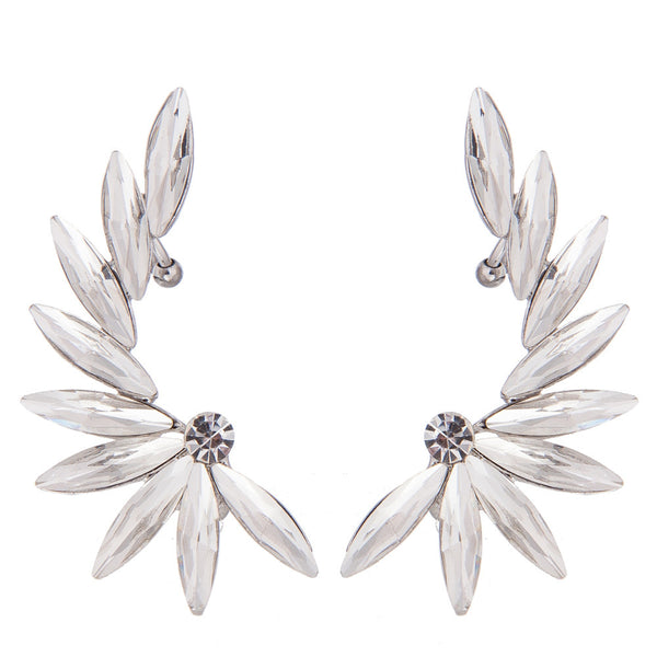 Crystal Oval Cuff Leaf Earrings- Save up To 20%