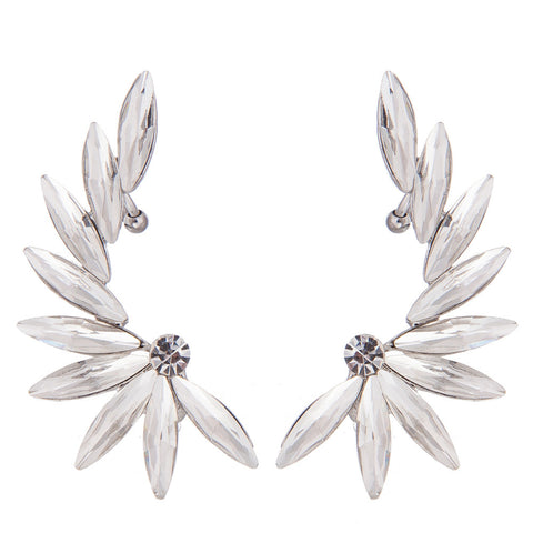 Crystal Oval Cuff Leaf Earrings- Save up To 20%