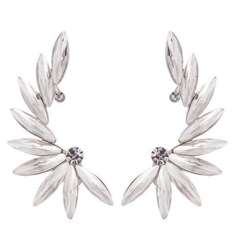 Crystal Oval Cuff Leaf Earrings- Save up To 20%