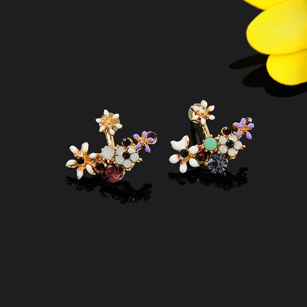 Flower Vine Ear Jacket Earrings