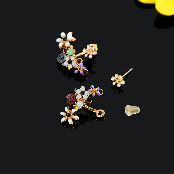 Flower Vine Ear Jacket Earrings