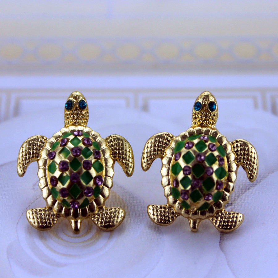 Crystal Turtle Studs- Marked Down 50%