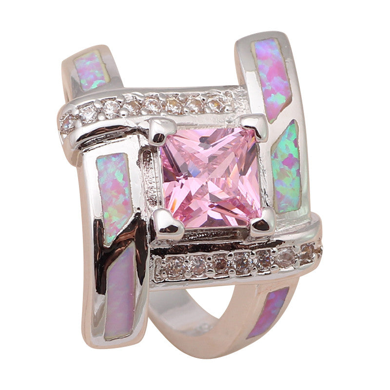 Pink Opal Square Ring