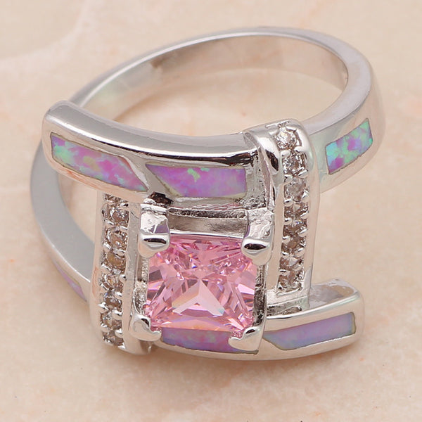 Pink Opal Square Ring