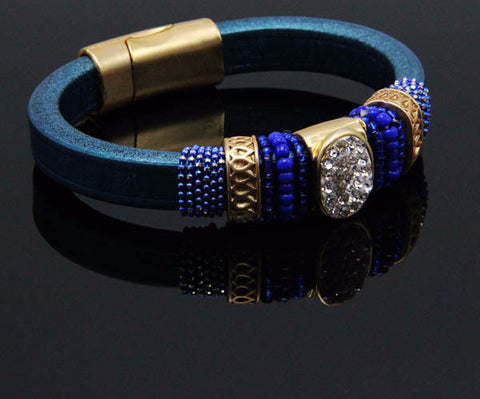 Wide Leather Charm Bracelets