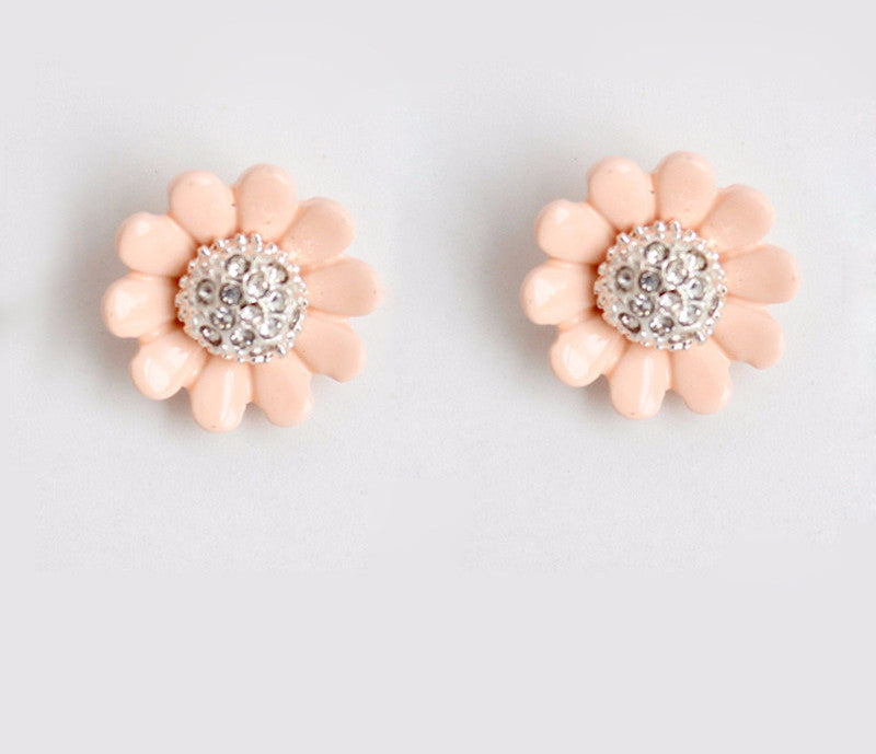 CZ Pink Flower Studs