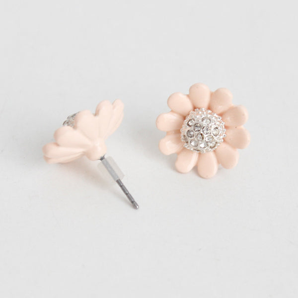 CZ Pink Flower Studs