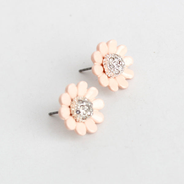 CZ Pink Flower Studs