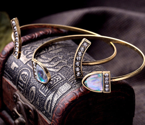 T Moon Gemstone Cuff Bracelet