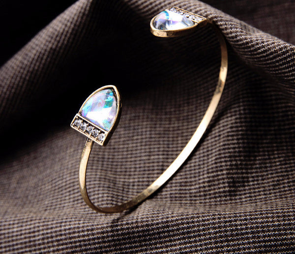 T Moon Gemstone Cuff Bracelet