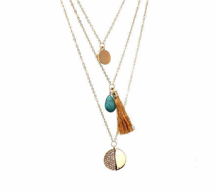 Tassel Coin Layer Necklace