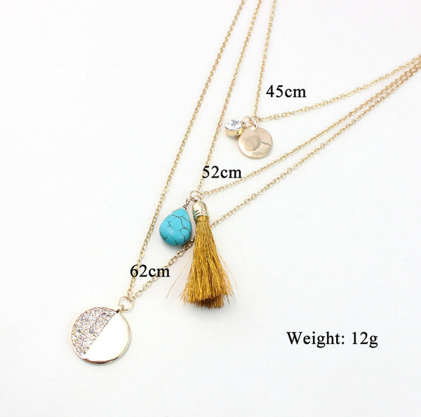 Tassel Coin Layer Necklace