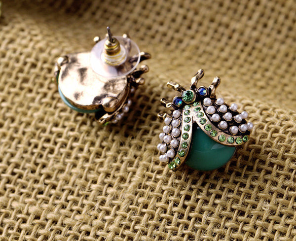 CZ Pearl Beetle Studs
