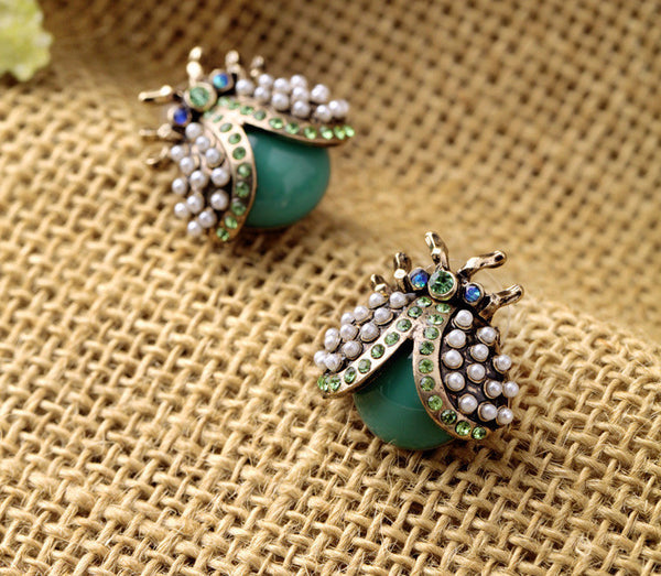 CZ Pearl Beetle Studs
