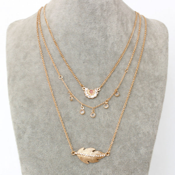 CZ Gold Leaf Layer Necklace