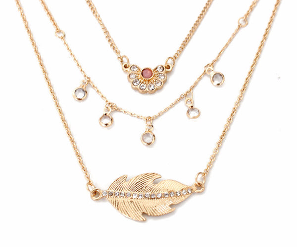 CZ Gold Leaf Layer Necklace