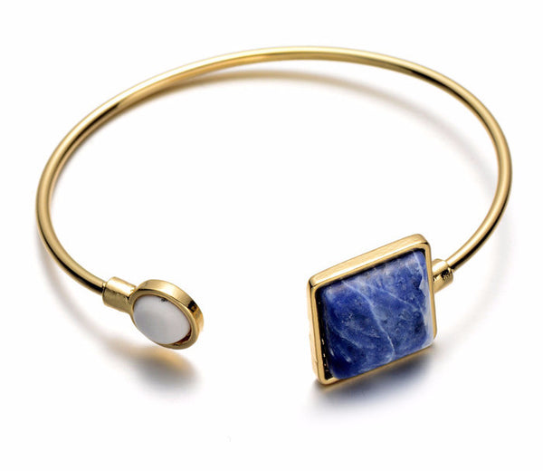 Yin Turquoise Stone Adjustable Cuff Bracelet