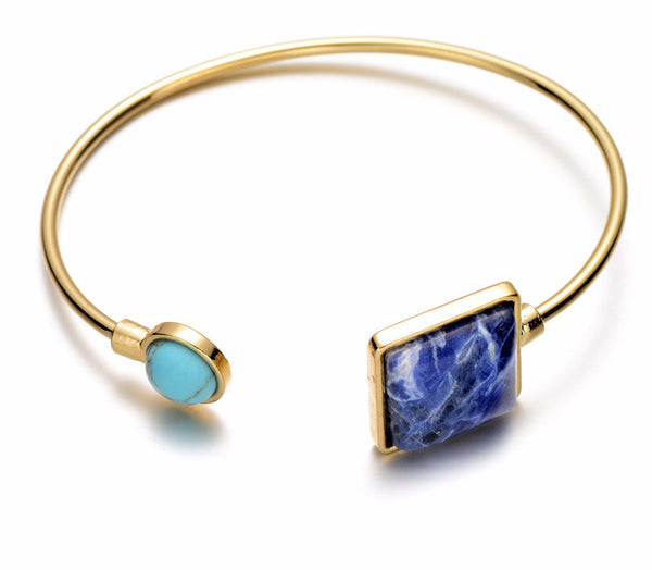 Yin Turquoise Stone Adjustable Cuff Bracelet