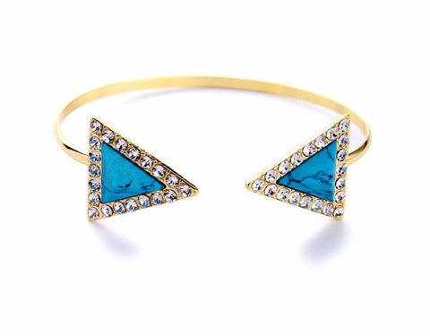 Yin Triangle Gemstone Cuff Bracelets