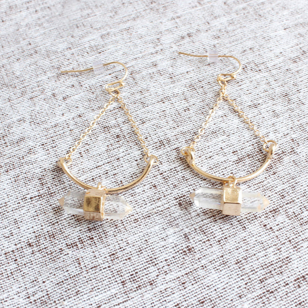 Yin Crystal Pendant Drop Earrings