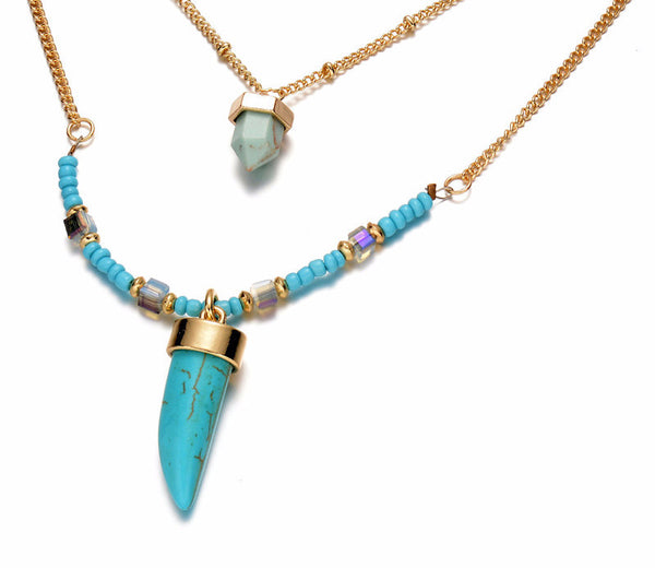 Turquoise Pendant Layer Necklace