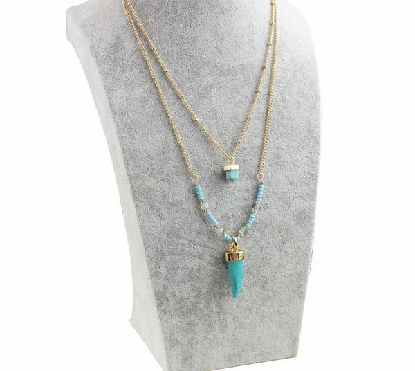 Turquoise Pendant Layer Necklace