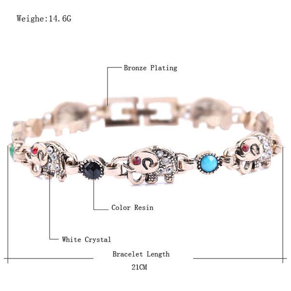 Bronze Elephant Charm Bracelet