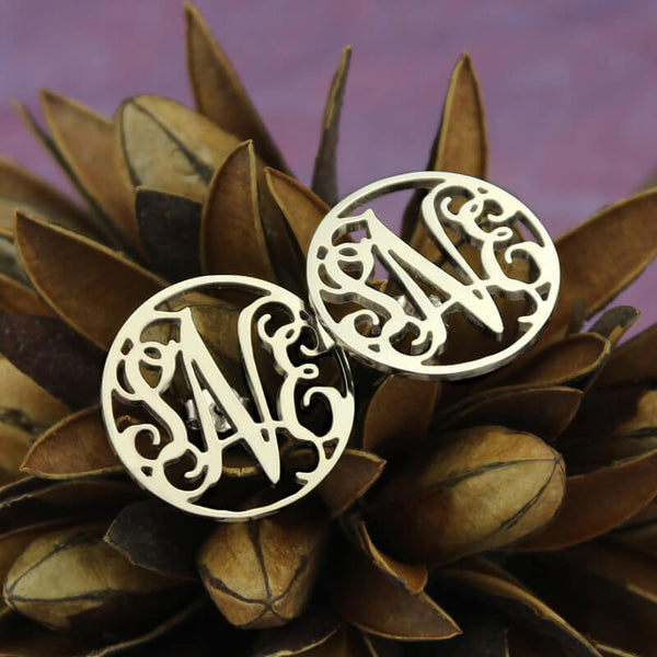 New Femmi Circle Monogram Studs