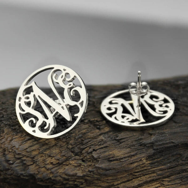 New Femmi Circle Monogram Studs