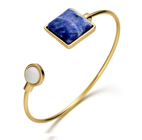 Yin Turquoise Stone Adjustable Cuff Bracelet