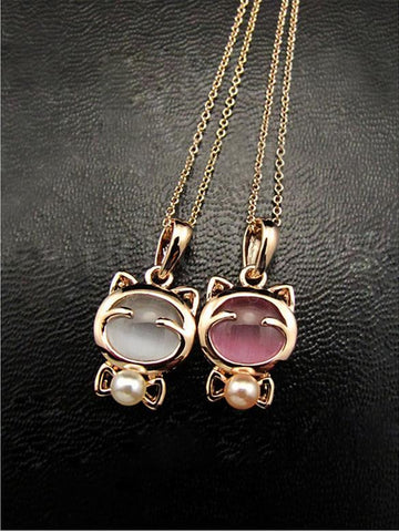 Opal and Pearl Cat Chain