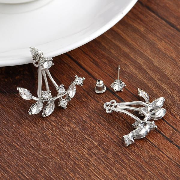 Crystal Leaf Ear Jacket Studs