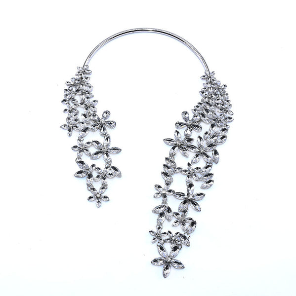 S Crystal Flower Wrap Necklace