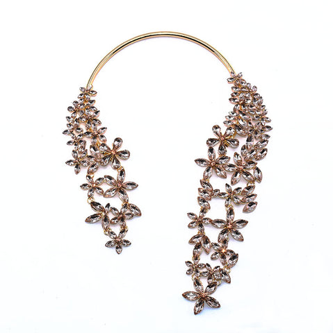 S Crystal Flower Wrap Necklace