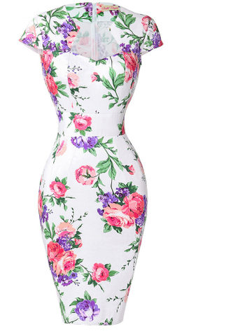 Pink Floral Pencil Dress