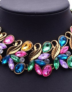 Crystal Leaf Statement Necklace