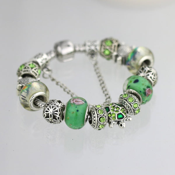 Rose Beaded Turtle Charm Bracelets