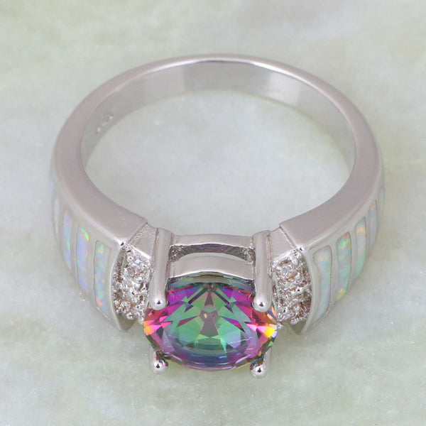 Rainbow  Topaz Opal Ring