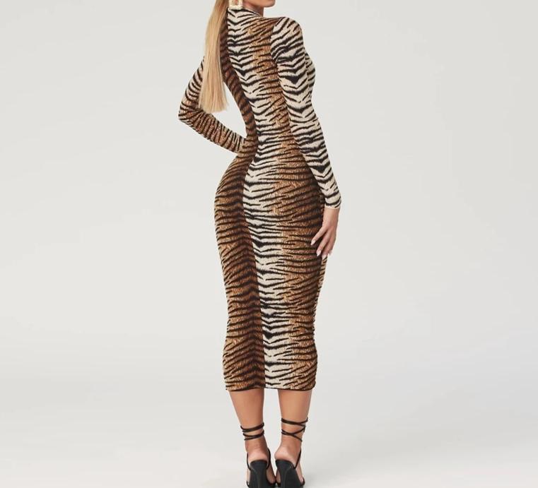 Tiger Print Bodycon Dress Femmi Accessories Tiger Print Bodycon Dress Femmi Accessories