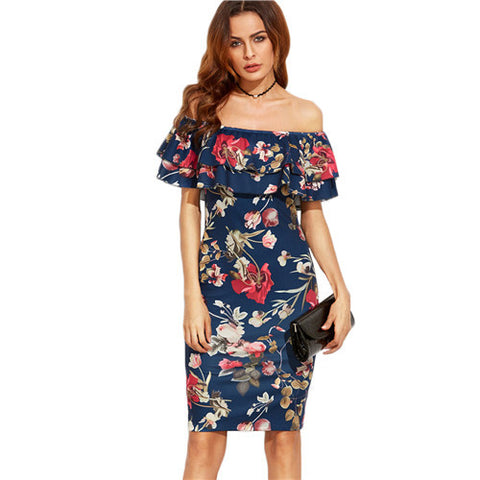 Ruffle Shoulder  Dress