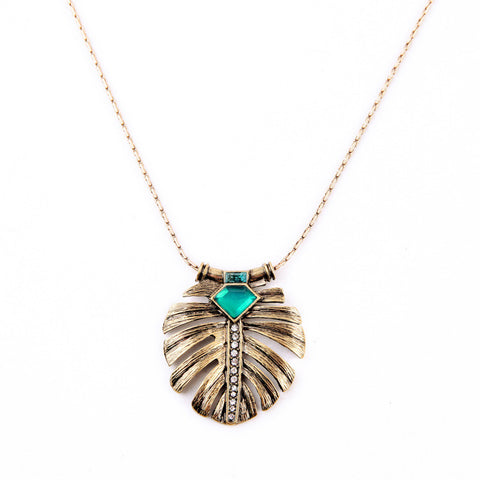 Peacock Leaf Necklace