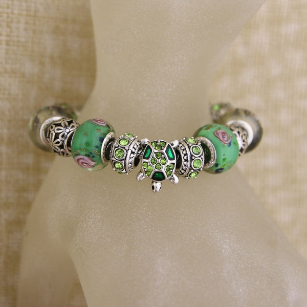 Rose Beaded Turtle Charm Bracelets
